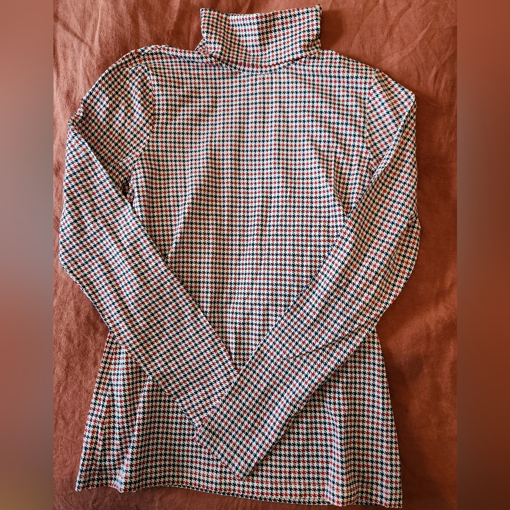 Womens Lands' End Houndstooth Turtleneck Size Small